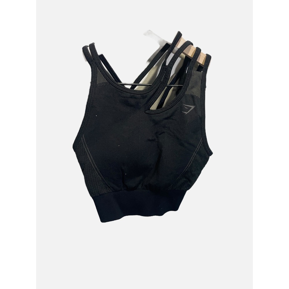 Gymshark Sports Bra Womens Small Black Multi-Strap Cutout Seamless Activewear